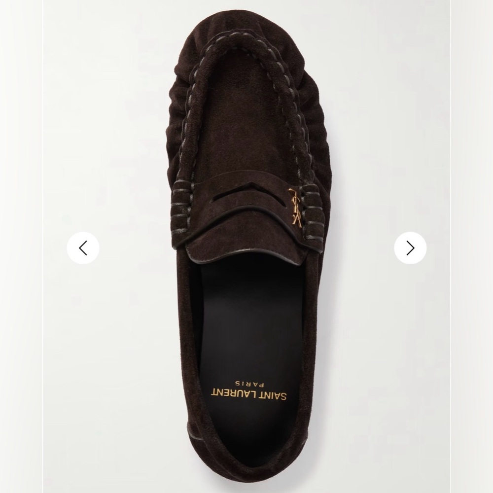 Saint Laurent YSL Le Loafer Cassandre Penny Loafers in Brown Suede - Size 37 - Picture 13 of 16